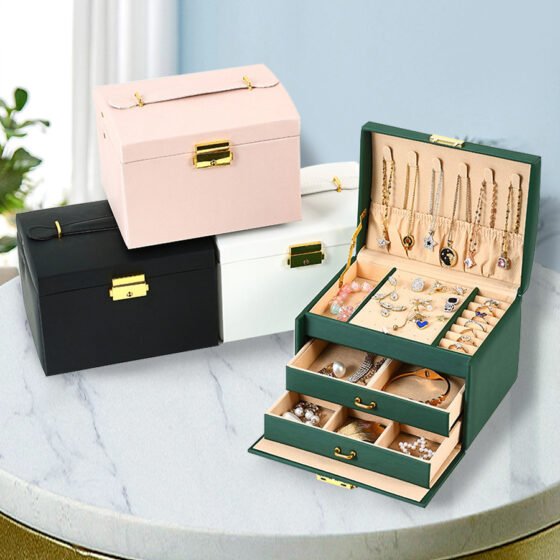 Portable Jewellery Storage Box with Soft Flannel Interior
