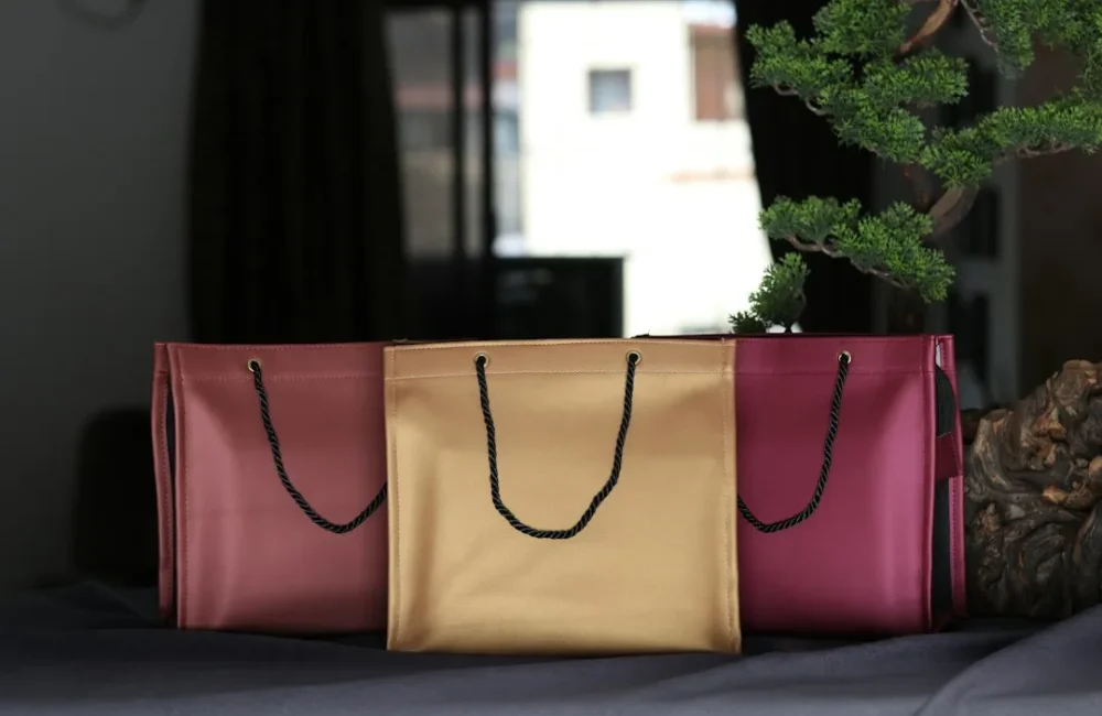 Everyday handbag presented as a gift on a table