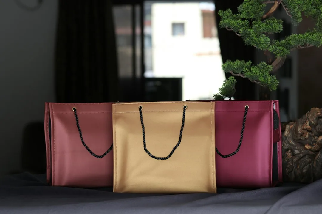 Everyday handbag presented as a gift on a table