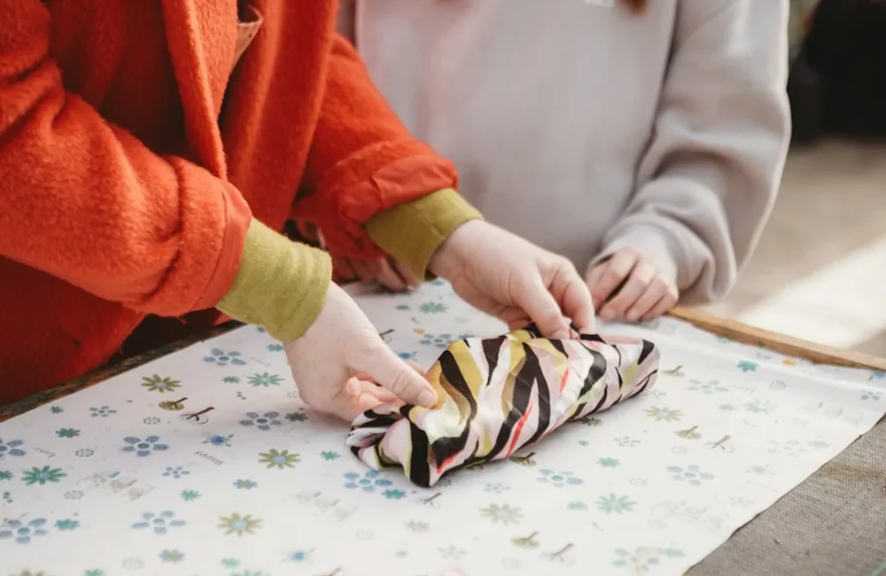 Folded winter scarf ready to give as a gift