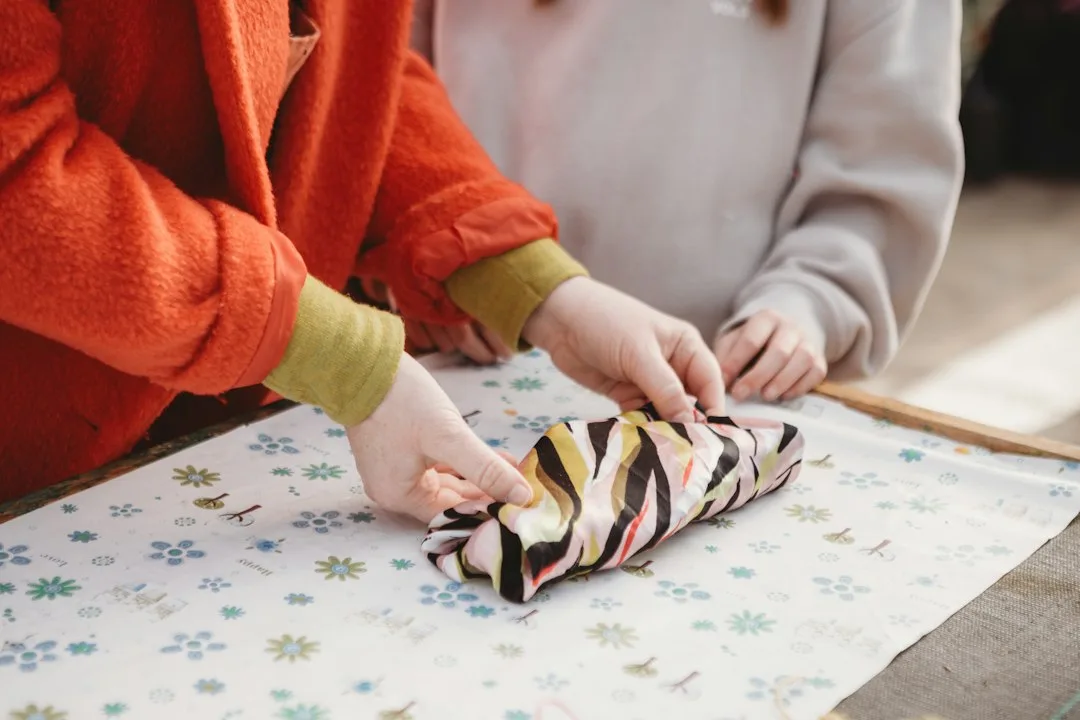 Folded winter scarf ready to give as a gift