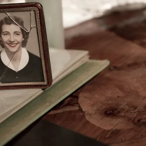Beautiful photo album open showing meaning of receiving personal memories as a gift