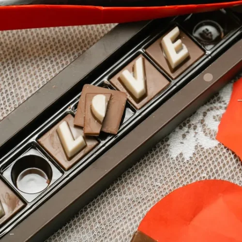 Elegant chocolate gift box showing the meaning of receiving chocolate as a thoughtful present