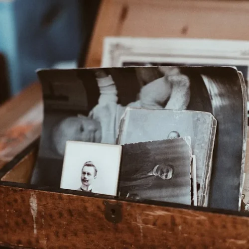 Beautiful wooden memory box filled with thoughtful keepsakes and mementos for a meaningful gift